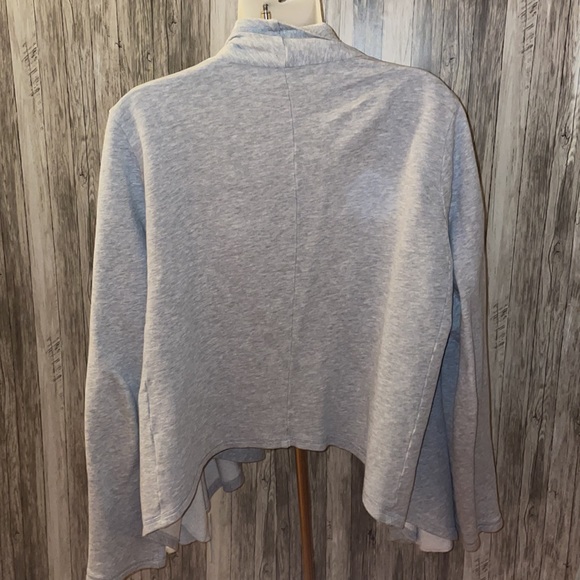 EILEEN FISHER Sweatshirt Open Waterfall Front Cardigan Organic Cotton Gray Sz M - Picture 3 of 6